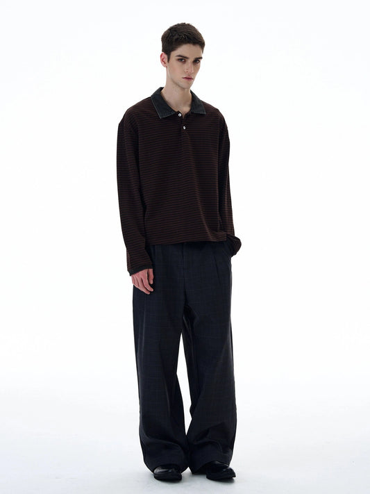 RT No. 20002 DENIM COLLAR STRIPED SWEATER