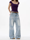 RT No. 18202 WASHED BLUE DENIM STRAIGHT JEANS