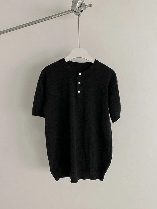 RT No. 18604 DARK GRAY HENRY COLLAR SHORT SLEEVE