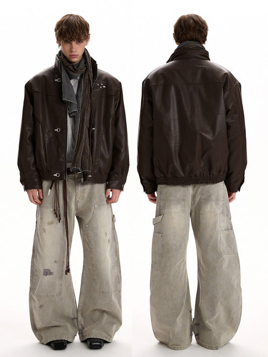 RT No. 58020 LEATHER KNIGHT BUCKLE COLLAR JACKET