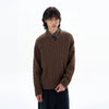 RT No. 29009 TWIST KNITWEAR V-NECK SWEATER
