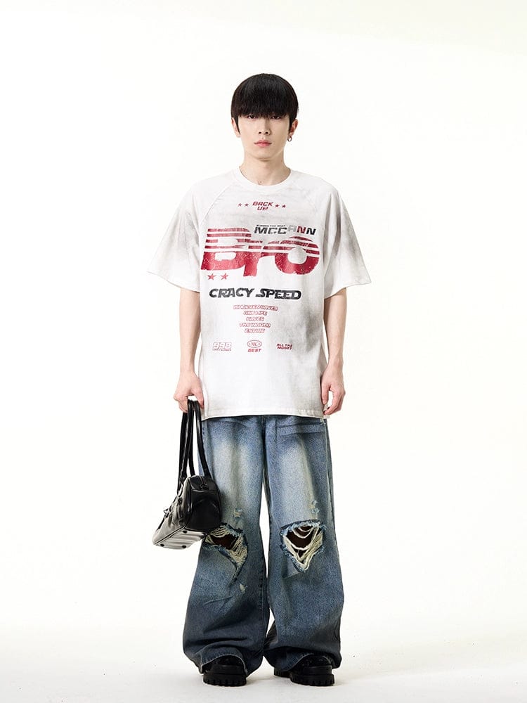 RT No. 10892 RIPPED DENIM BAGGY JEANS