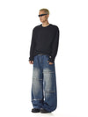 RT No. 32737 WASHED DENIM STRAIGHT JEANS