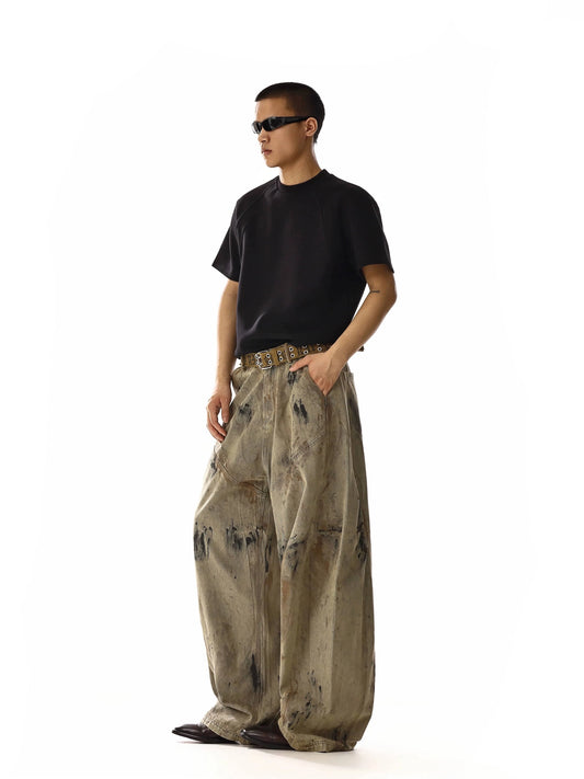 RT No. 18126 GRAFFITI LIGHT BROWN STRAIGHT PANTS