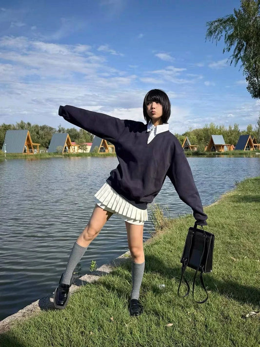 RT No. 32000 TWO-PIECE SHIRT V-NECK SWEATER