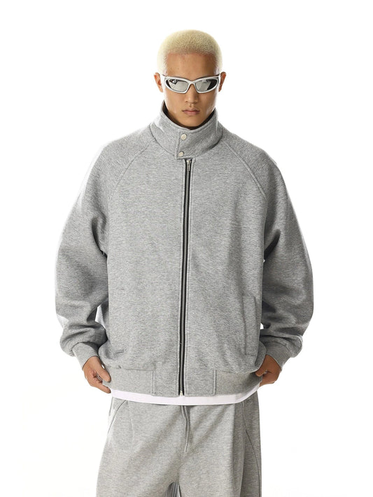 RT No. 28005 GRAY MOCK-NECK ZIP SPORTS SWEATER