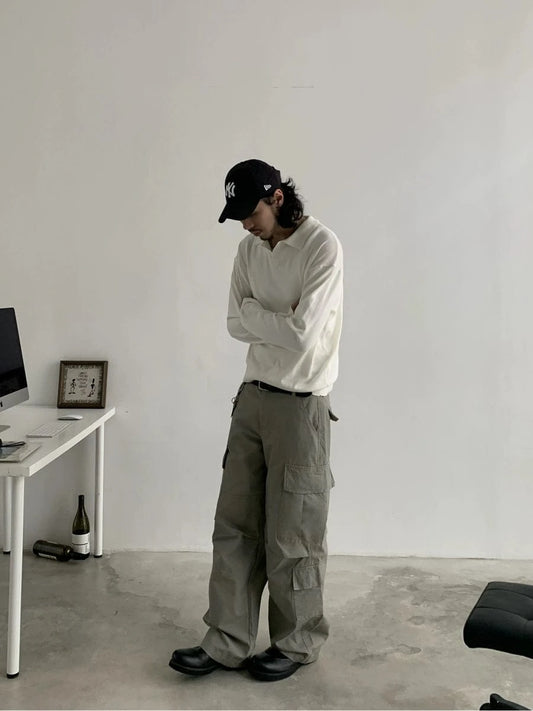 RT No. 18759 BOXY KNIT POLO LONGSLEEVE