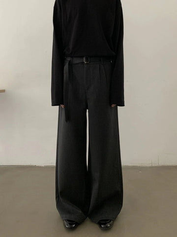 RT No. 28111 DARK GRAY SILHOUETTE BAGGY STRAIGHT PANTS