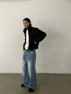 RT No. 28107 WASHED BLUE WIDE STRAIGHT DENIM JEANS