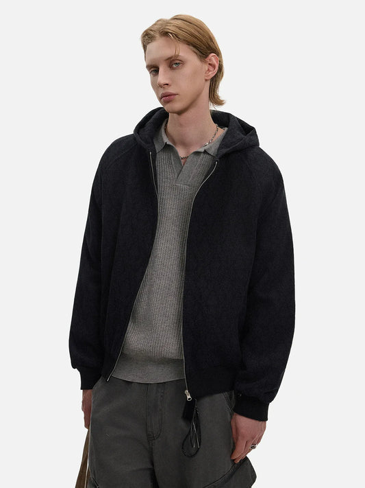 RT No. 50117 DIAMOND PATTERN ZIPPER HOODIE