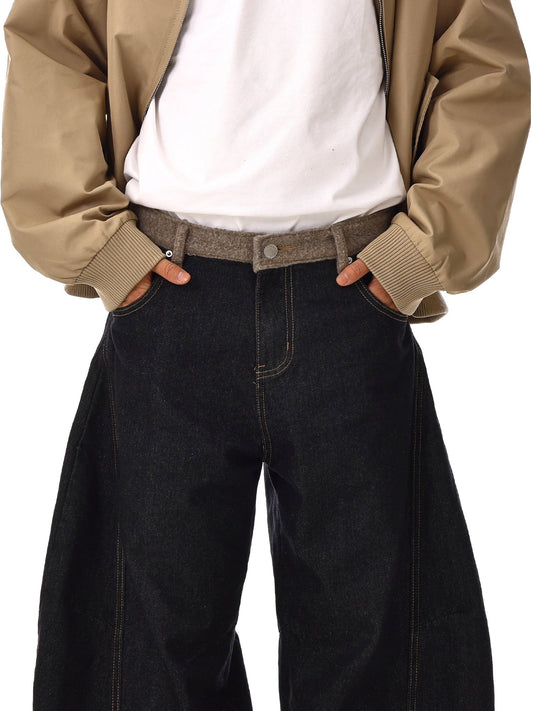 RT No. 12548 BLACK SCIMITAR BAGGY DENIM JEANS