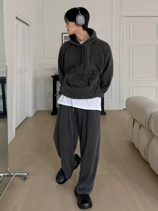 RT No. 25005 GRAY PULLOVER HOODIE & PLEATED SWEATPANTS