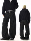 RT No. 19809 BLACK RECONSTRUCTED SCIMITAR DENIM JEANS