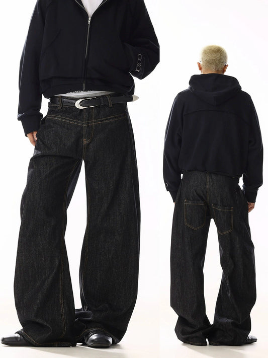 RT No. 19809 BLACK RECONSTRUCTED SCIMITAR DENIM JEANS