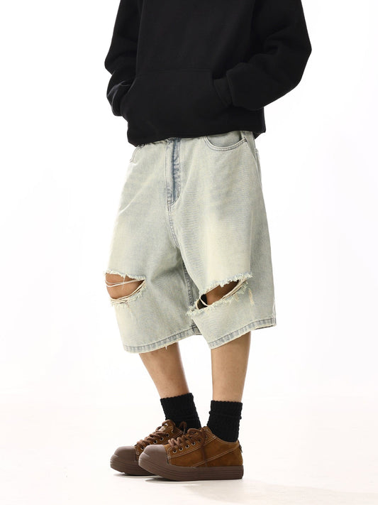 RT No. 13000 LIGHT BLUE RIPPED SHORTS