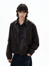 RT No. 29039 BROWN LEATHER ZIP JK