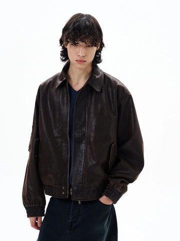 RT No. 29039 BROWN LEATHER ZIP JK