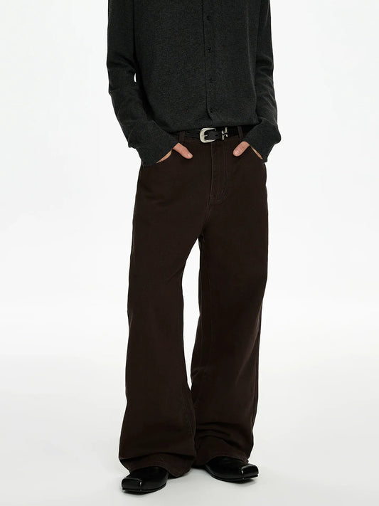 RT No. 50032 DARK BROWN SILHOUETTE STRAIGHT PANTS