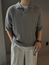 RT No. 18710 GRAY KNIT POLO SHORT SLEEVE