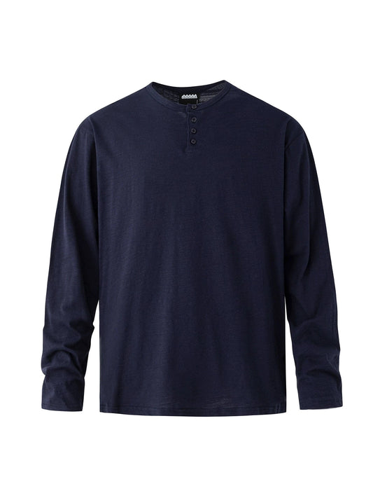 RT No. 19519 DARK BLUE HENRY COLLAR LONGSLEEVE