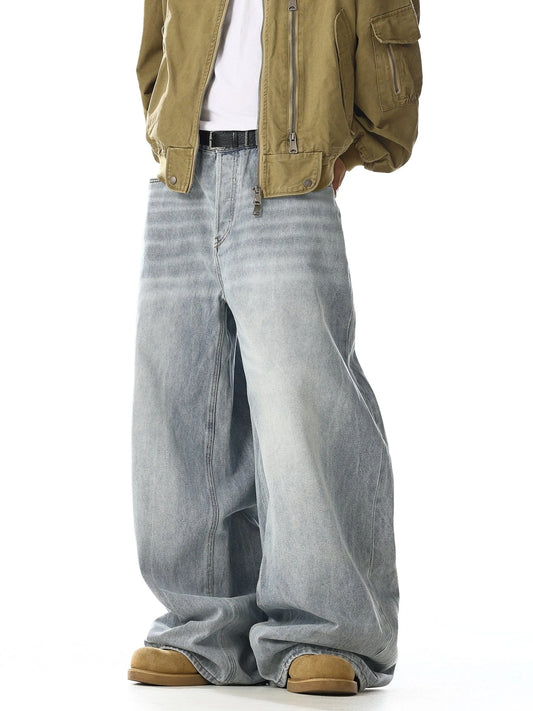 RT No. 32023 WHISKER WASH WIDE STRAIGHT JEANS