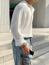 RT No. 31074 WAFFLE KNIT HENRY COLLAR LONGSLEEVE