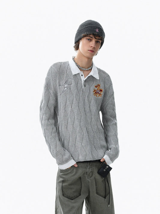 RT No. 50215 KNITWEAR DIAMOND COLLAR SWEATER