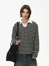 RT No. 50133 KNITWEAR STRIPED COLLAR LONGSLEEVE