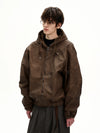 RT No. 50274 LEATHER HOODED JACKET