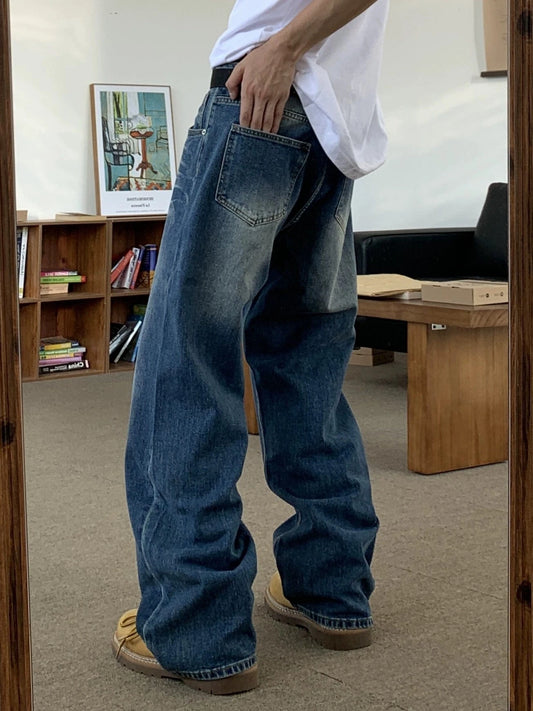 RT No. 19604 WASHED BLUE DENIM STRAIGHT JEANS