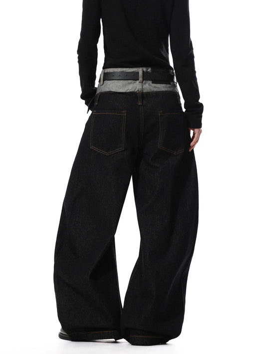 RT No. 50224 DOUBLE WAISTED DENIM JEANS