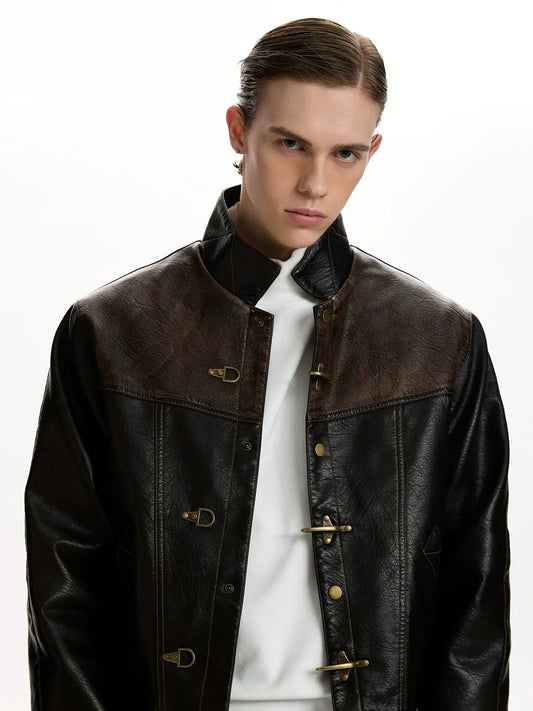 RT No. 50012 KNIGHT BUCKLE BOXY LEATHER JACKET