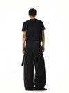 RT No. 18215 BLACK STRAIGHT BELT DENIM JEANS