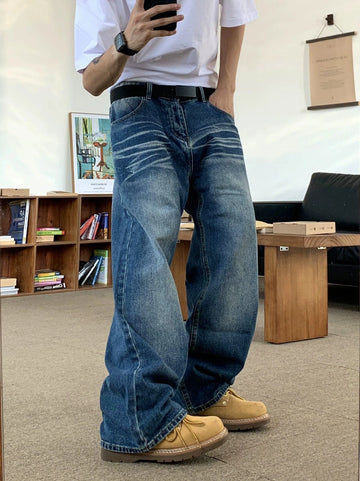 RT No. 19604 WASHED BLUE DENIM STRAIGHT JEANS