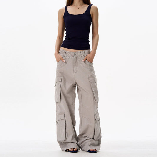 RT No. 18142 MULTI-POCKET CARGO STRAIGHT PANTS