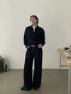 RT No. 18864 PLEATED BLUE DENIM STRAIGHT JEANS