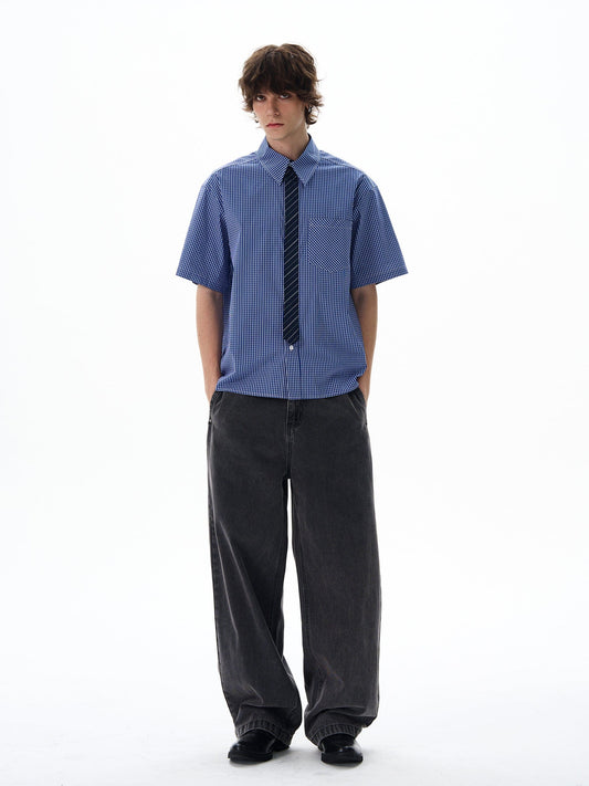 RT No. 12706 BLUE PLAID SHORT SLEEVE SHIRT