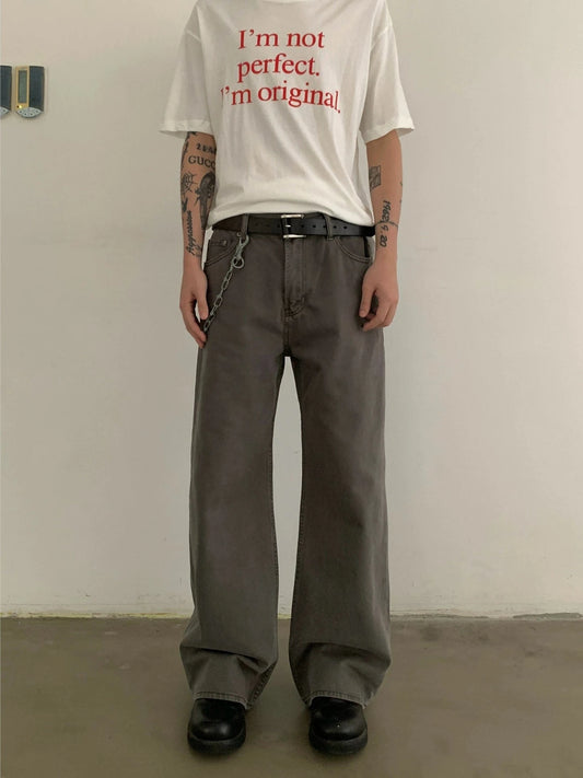 RT No. 19733 CEMENT ASH STRIAGHT JEANS