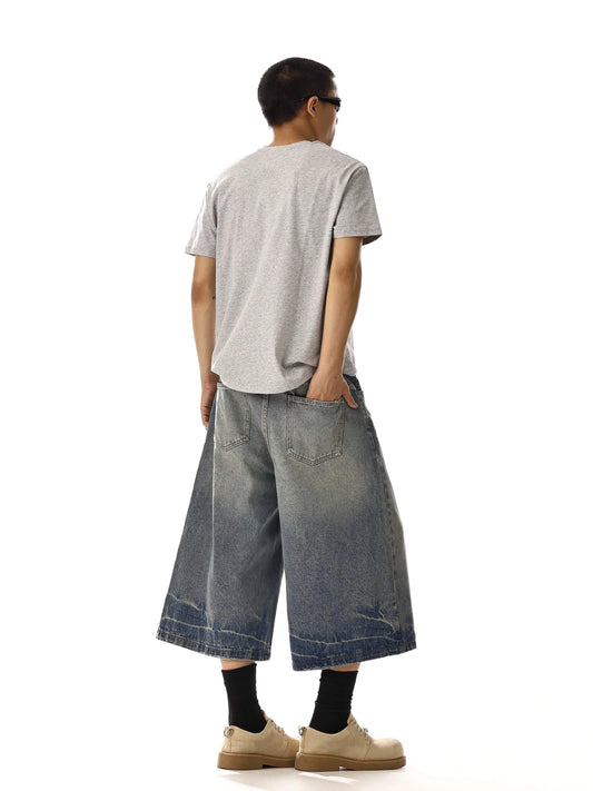 RT No. 18123 DRAWSTRING WASHED DENIM SHORTS