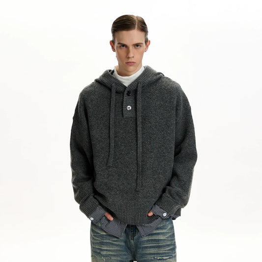 RT No. 45034 KNITWEAR BUTTON-UP HOODED SWEATER