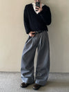RT No. 50257 GRAY DOUBLE PLEATED SUIT PANTS