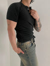 RT No. 18604 DARK GRAY HENRY COLLAR SHORT SLEEVE