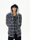 RT No. 12210 HOODED PLAID BUTTON-UP SHIRT