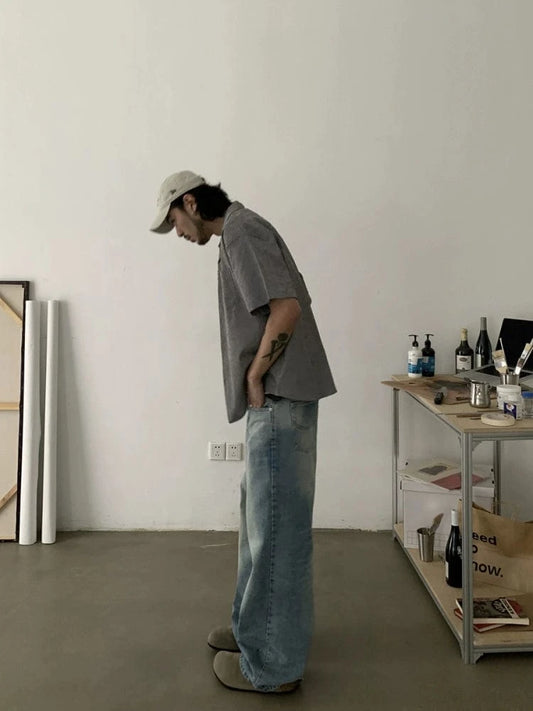 RT No. 19510 BLUE DENIM BAGGY STRAIGHT JEANS
