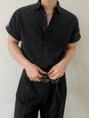 RT No. 18103 BLACK BUTTON-UP SHORT SLEEVE