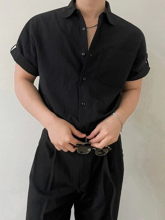 RT No. 18103 BLACK BUTTON-UP SHORT SLEEVE