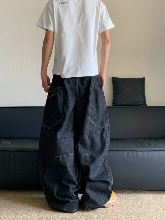 RT No. 18007 BLACK SCIMITAR WIDE JEANS