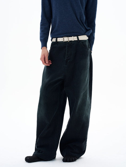 RT No. 29029 WASHED DENIM BAGGY STRAIGHT JEANS