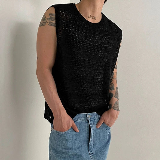RT No. 18167 HOLLOW KNIT TANK TOP