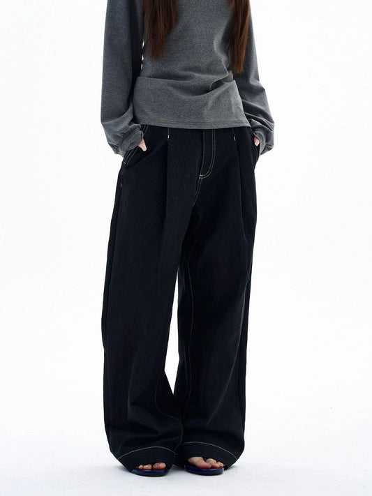 RT No. 29022 PLEATED BAGGY STRAIGHT JEANS